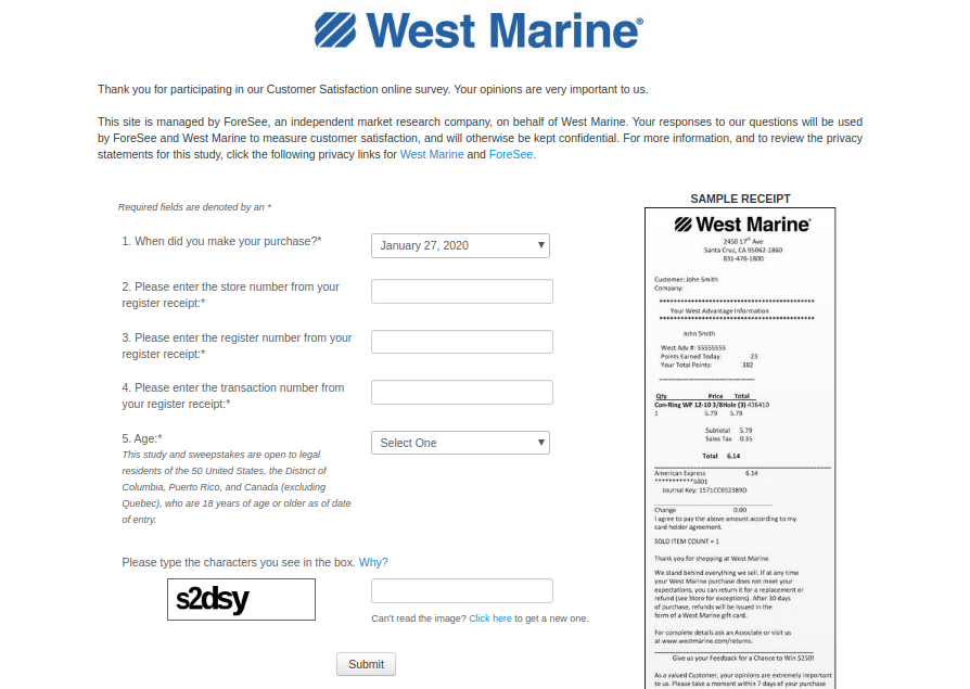West Marine Store Survey