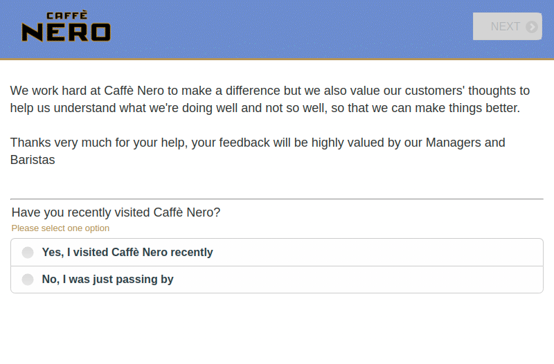 Caffè Nero Survey