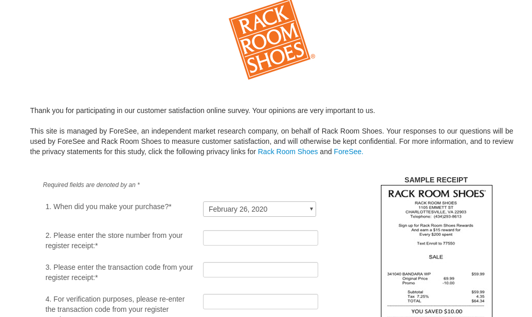 Rack Room Shoes Survey