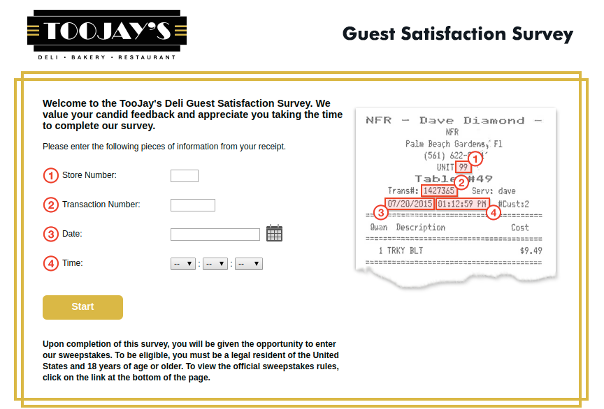 TooJay s Deli Guest Survey