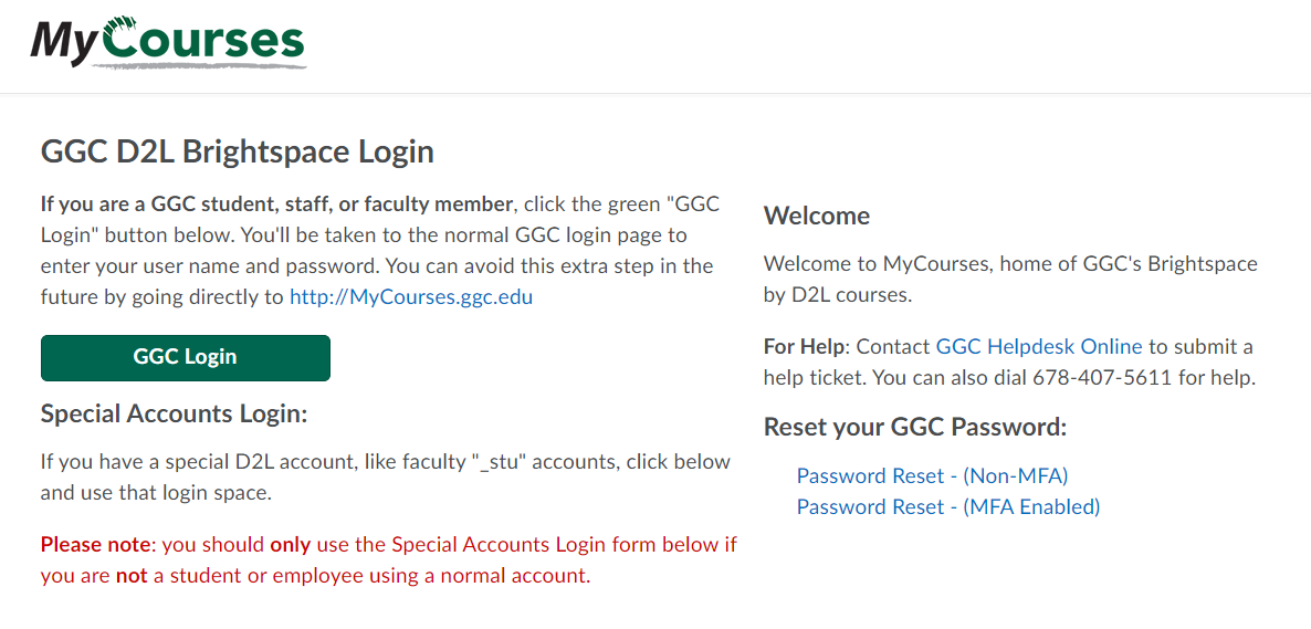 Georgia Gwinnett College Login