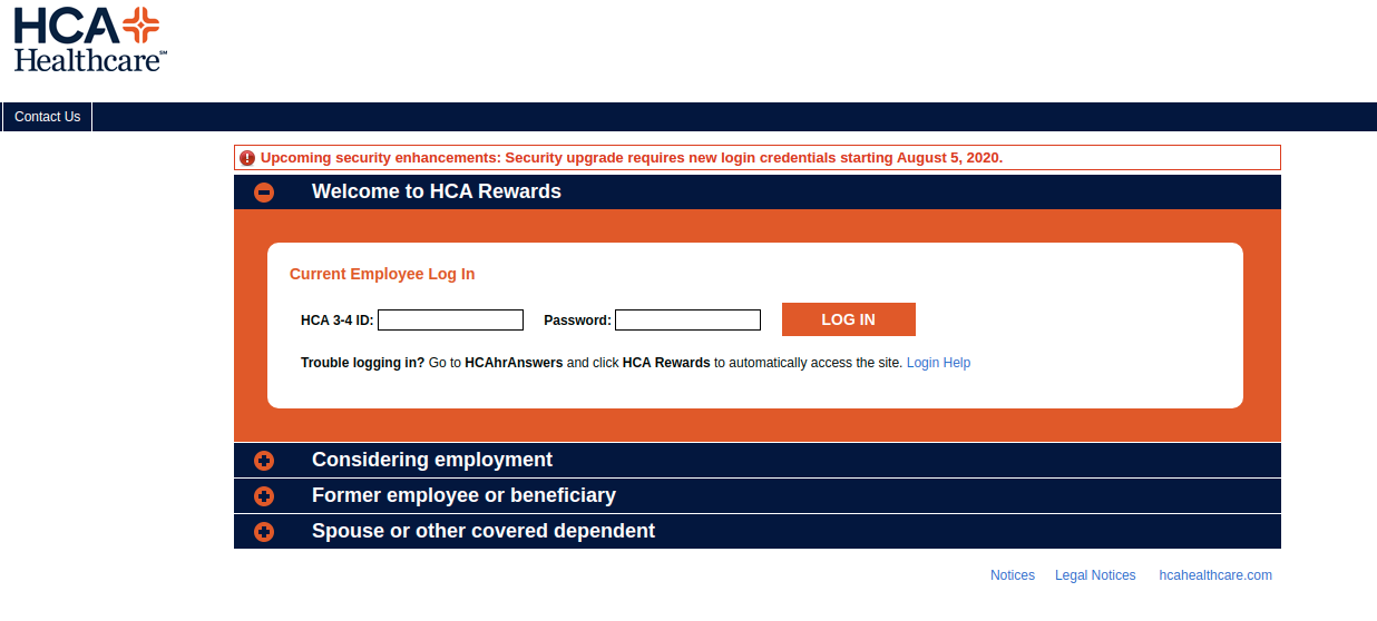 HCA Rewards Login