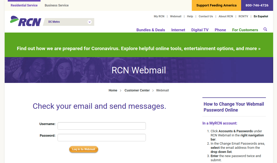 RCN Webmail login