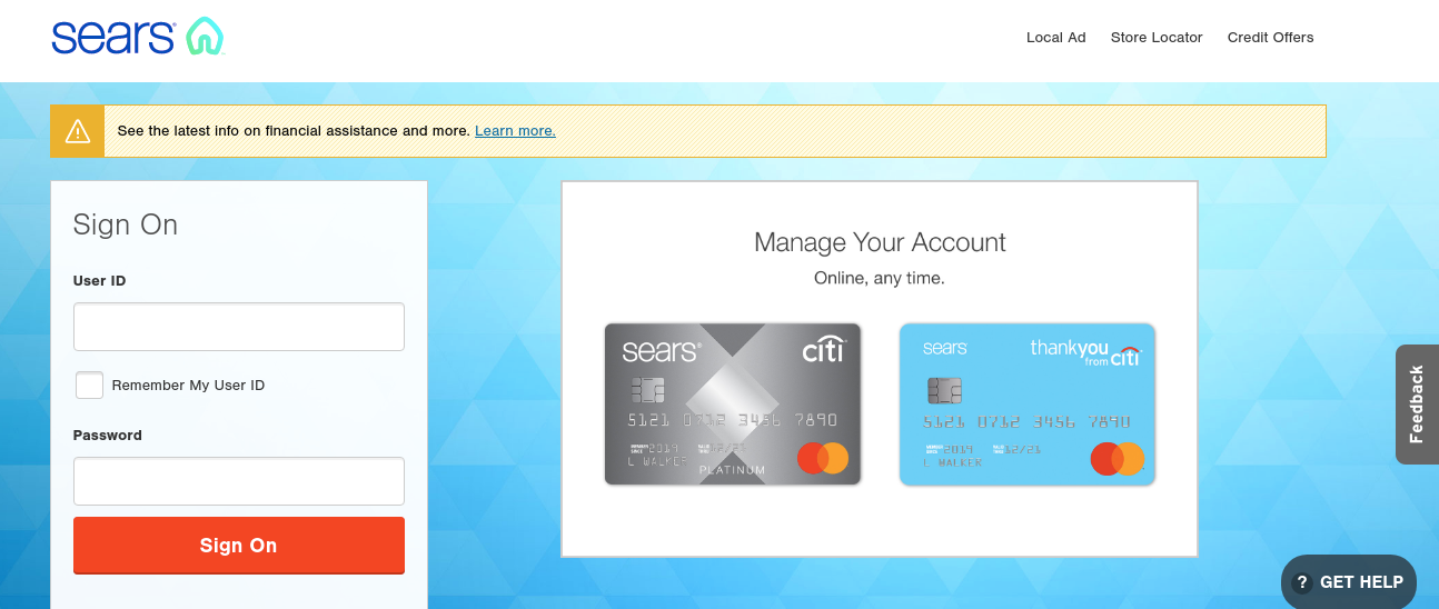 Sears Card LogIn