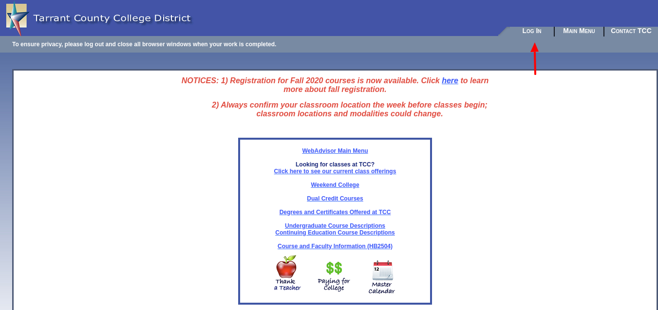 TCCD WebAdvisor Login