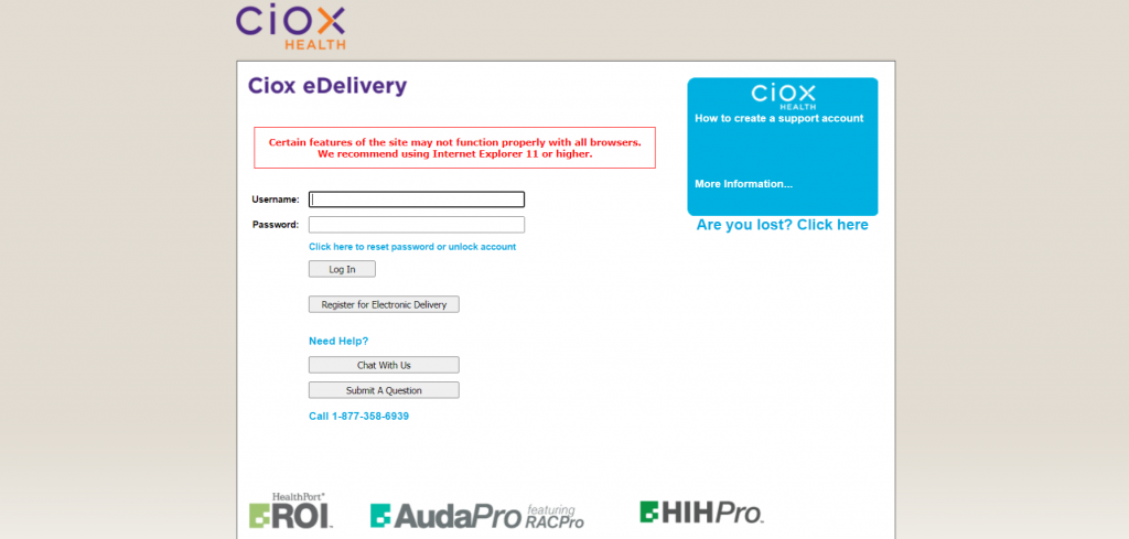 Ciox Health portal