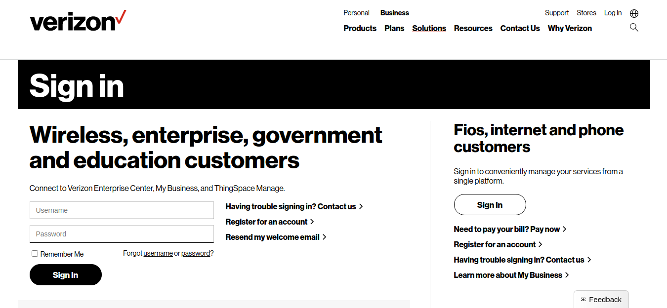 verizon enterprise center login